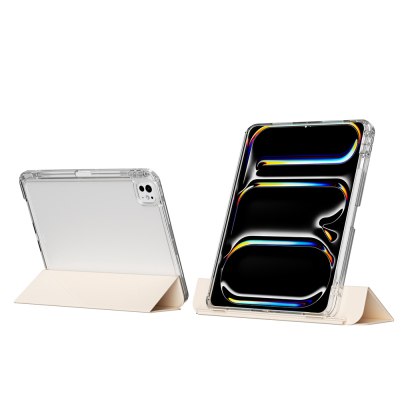 ​Apple iPad Air 13 2024 Kılıf Magnetik Ayrılabilen Airbagli Zore Sliding Tablet Kılıfı Gold