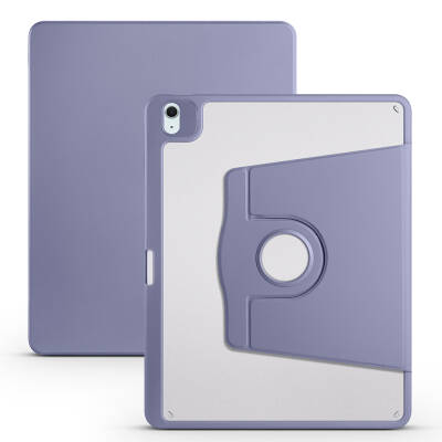 Apple iPad Air 13 2025 M3 Case Zore Thermal Pen Compartment Rotatable Stand Case Lavendery Gray