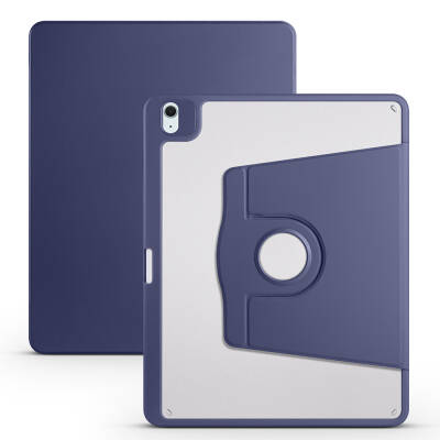 Apple iPad Air 13 2025 M3 Case Zore Thermal Pen Compartment Rotatable Stand Case Navy blue