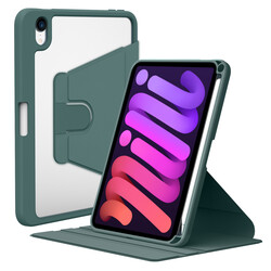 Apple iPad Mini 2021 (6.Generation) Case Zore Nayn Rotatable Stand Case Dark Green