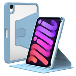 Apple iPad Mini 2021 (6.Generation) Case Zore Nayn Rotatable Stand Case Light Blue