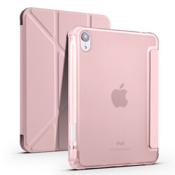 Apple iPad Mini 2021 (6.Generation) Case Zore Tri Folding Smart With Pen Stand Case Rose Gold