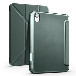 Apple iPad Mini 2021 (6.Generation) Case Zore Tri Folding Smart With Pen Stand Case Dark Green