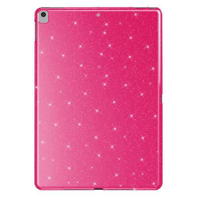 Apple iPad Pro 10.5 (7. Nesil) Simli Parlak Görünümlü Zore Tablet Koton Kılıf Pembe Koyu