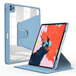 Apple iPad Pro 12.9 2021 (5.Nesil) Kılıf Zore Nayn Dönebilen Standlı Kılıf Mavi Açık