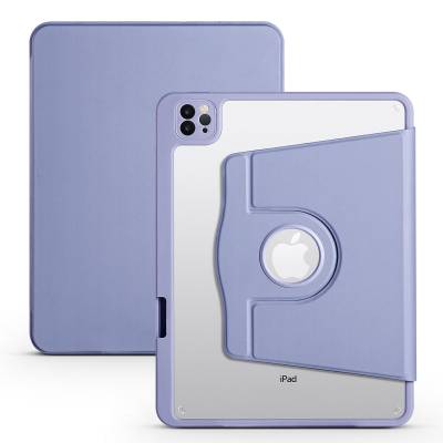 Apple iPad Pro 11 2018 Kılıf Zore Termik Kalem Bölmeli Dönebilen Standlı Kılıf Lavendery Gray