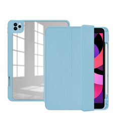 Apple iPad Pro 11 2020 (2.Generation) Case Zore Nort Transparent Back Stand Case Light Blue