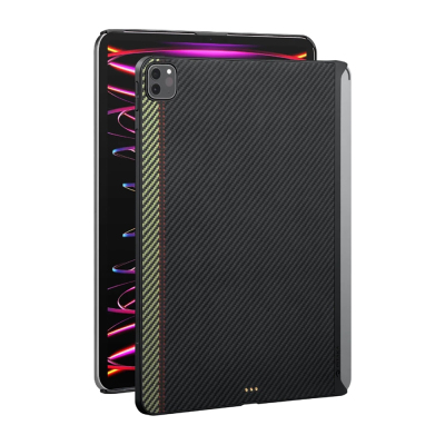 Apple iPad Pro 11 2020 (2.Nesil) Kılıf Aramid Fiber Pitaka Ultra-Slim Classic Serisi Tablet Kapak Siyah-Yeşil
