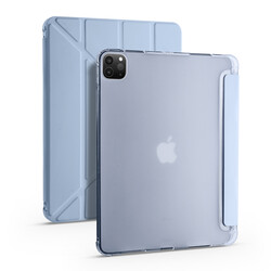 Apple iPad Pro 11 2020 (2.Nesil) Kılıf Zore Tri Folding Kalem Bölmeli Standlı Kılıf Mavi