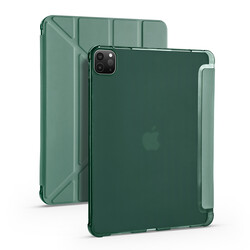Apple iPad Pro 11 2020 (2.Generation) Case Zore Tri Folding Smart With Pen Stand Case Dark Green