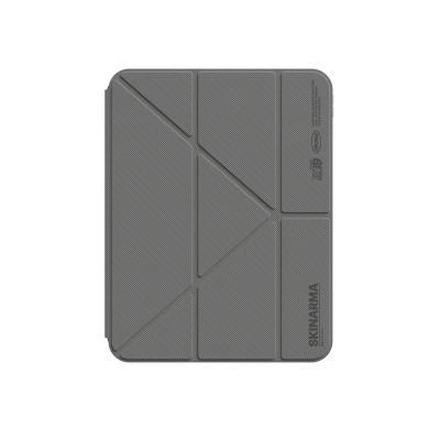 Apple iPad Pro 11 2024 Case Skinarma with Pen Holder, Transparent Back Stand, Magnetic Zeta Case Grey