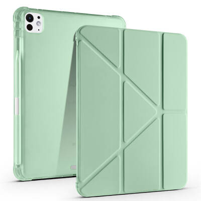 Apple iPad Pro 11 2024 Case Zore Tri Folding Stand Case with Pen Compartment Green