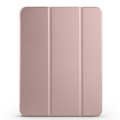 Apple iPad Pro 11 2024 Zore Smart Cover 1-1 Case with Pen Compartment Stand Rose Gold