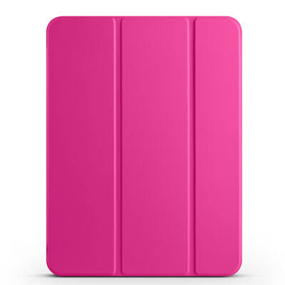 Apple iPad Pro 11 2024 Zore Smart Cover 1-1 Case with Pen Compartment Stand Dark Pink