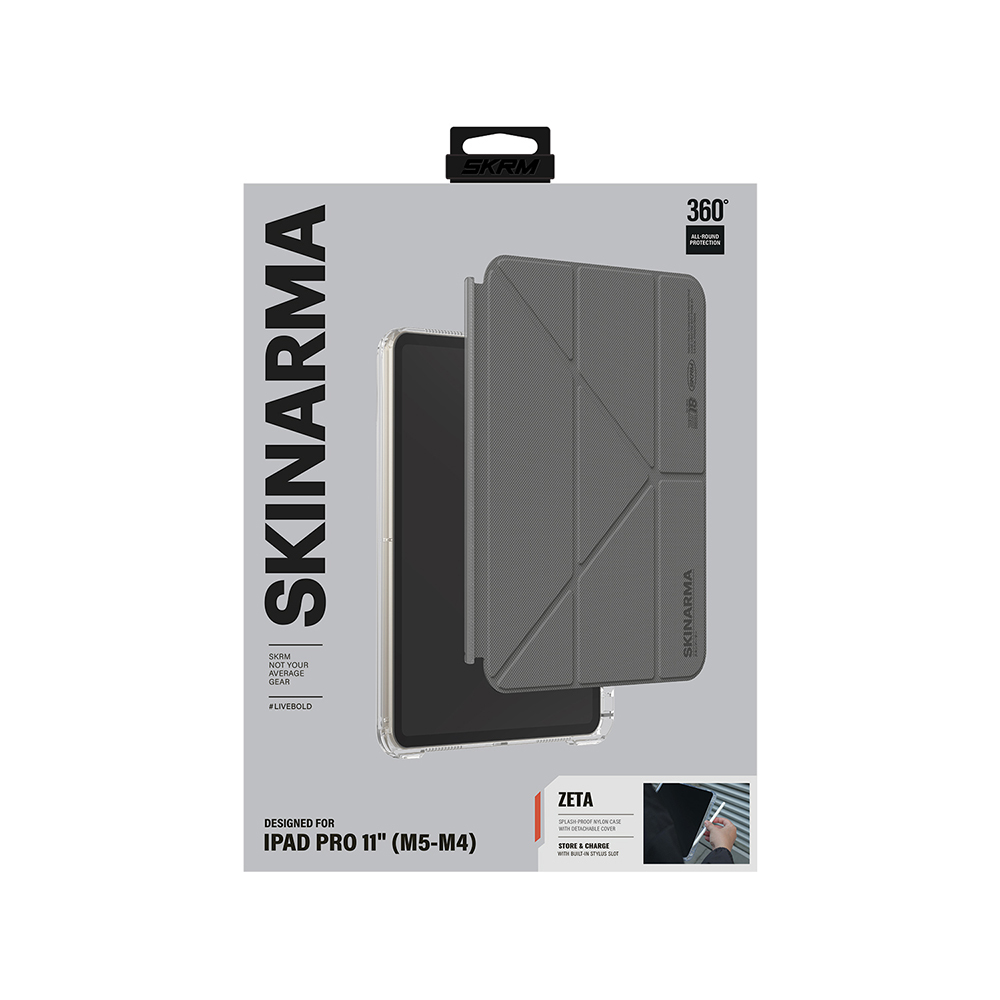 Apple iPad Pro 11 2025 M5 Case Skinarma with Pen Holder, Transparent Back Stand, Magnetic Zeta Case - 9