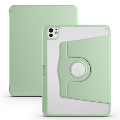 Apple iPad Pro 11 2025 M5 Case Zore Thermal Pen Compartment Rotating Stand Case Açık Yeşil
