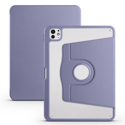 Apple iPad Pro 11 2025 M5 Case Zore Thermal Pen Compartment Rotating Stand Case Lavendery Gray