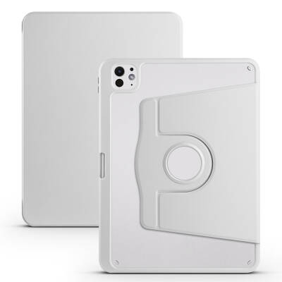 Apple iPad Pro 11 2025 M5 Case Zore Thermal Pen Compartment Rotating Stand Case Grey