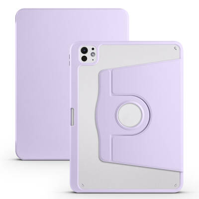 Apple iPad Pro 11 2025 M5 Case Zore Thermal Pen Compartment Rotating Stand Case Lila