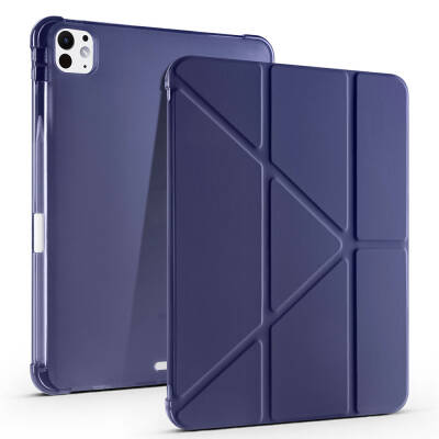 Apple iPad Pro 11 2025 M5 Case Zore Tri Folding Stand Case Pencil Compartment Navy blue