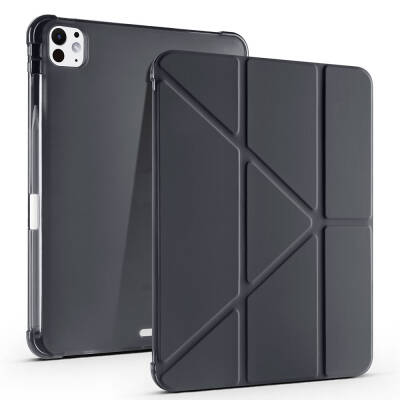 Apple iPad Pro 11 2025 M5 Case Zore Tri Folding Stand Case Pencil Compartment Black