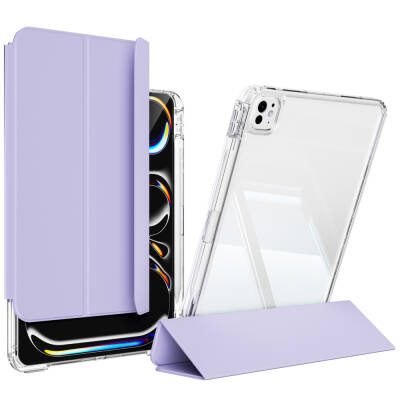 ​​​Apple iPad Pro 11 2025 M5 Kılıf Magnetik Ayrılabilen Airbagli Zore Sliding Tablet Kılıfı Lavender