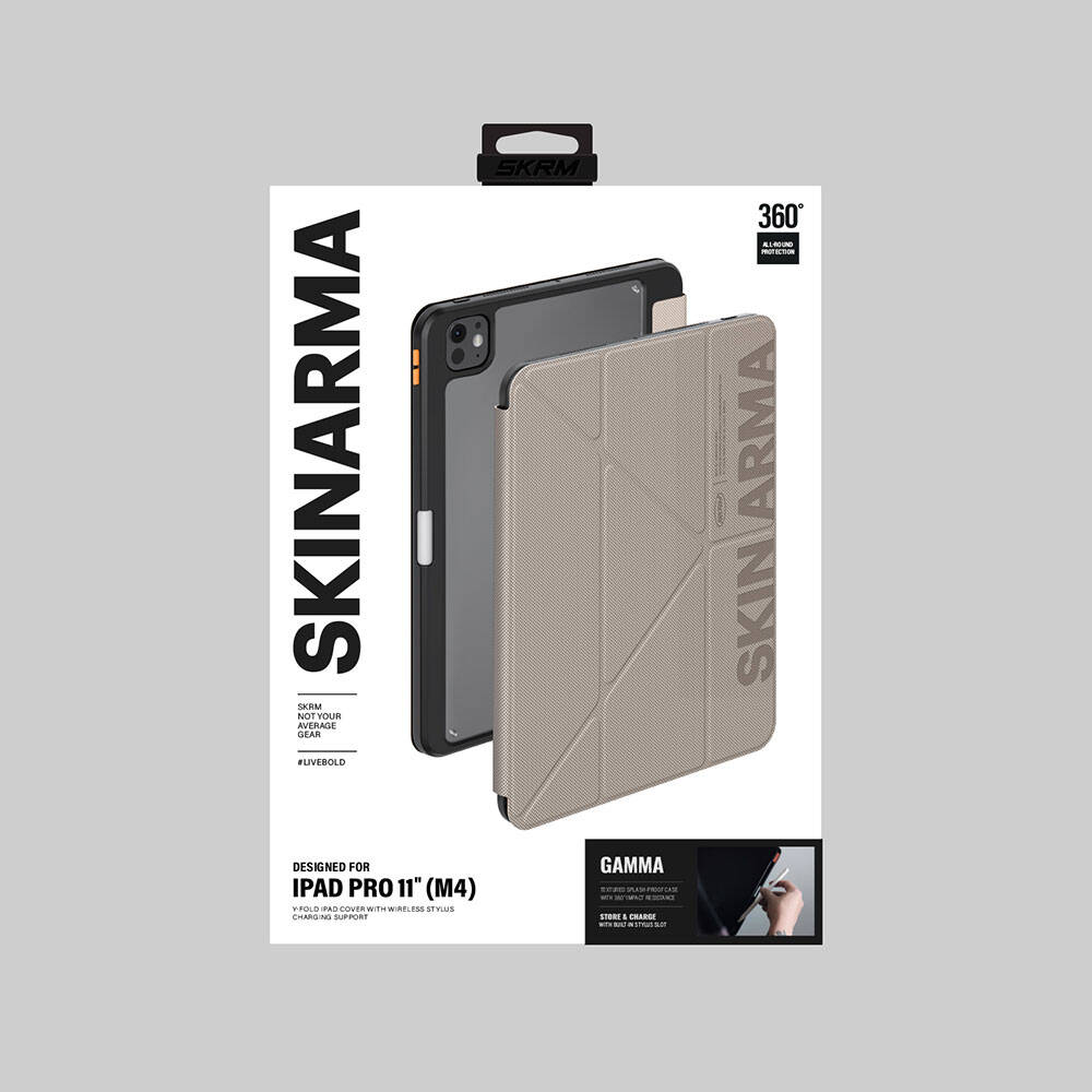 Apple iPad Pro 11 2025 M5 Kılıf SkinArma Kabartma Baskı Tasarımlı 360 Tam Koruma Arkası Şeffaf Standlı Gamma Kılıf - 8