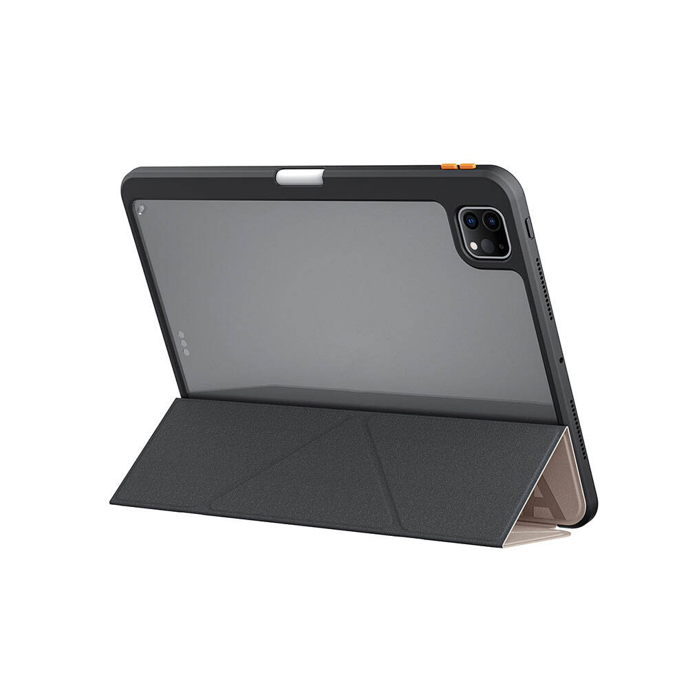 Apple iPad Pro 11 2025 M5 Kılıf SkinArma Kabartma Baskı Tasarımlı 360 Tam Koruma Arkası Şeffaf Standlı Gamma Kılıf - 5