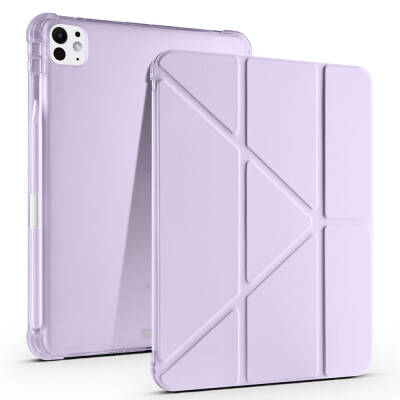 Apple iPad Pro 11 2025 M5 Kılıf Zore Tri Folding Kalem Bölmeli Standlı Kılıf Lila