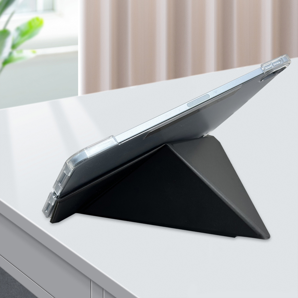 Apple iPad Pro 11 2025 M5 Raptic Clear Folio Airbagli Şeffaf Kapaklı Katlanabilir Standlı Kılıf - 10