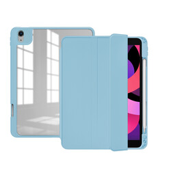 Apple iPad Pro 12.9 2018 (3.Generation) Case Zore Nort Transparent Back Stand Case Light Blue