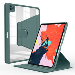 Apple iPad Pro 12.9 2020 (4.Generation) Case Zore Nayn Rotatable Stand Case Dark Green