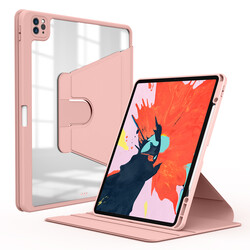 Apple iPad Pro 12.9 2020 (4.Generation) Case Zore Nayn Rotatable Stand Case Pink