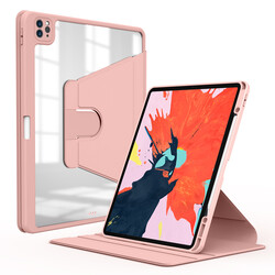 Apple iPad Pro 12.9 2020 (4.Nesil) Kılıf Zore Nayn Dönebilen Standlı Kılıf Pembe