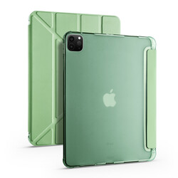 Apple iPad Pro 12.9 2020 (4.Nesil) Kılıf Zore Tri Folding Kalem Bölmeli Standlı Kılıf Açık Yeşil