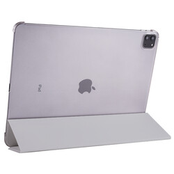 Apple iPad Pro 12.9 2020 (4.Nesil) Zore Smart Cover Standlı 1-1 Kılıf Gri