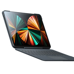 Apple iPad Pro 12.9 2021 (5.Nesil) Benks KB02 Kablosuz Klavyeli Kılıf Gri