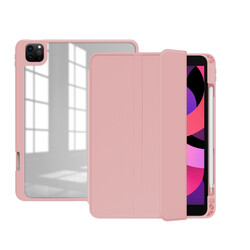 Apple iPad Pro 12.9 2021 (5.Generation) Case Zore Nort Transparent Back Stand Case Pink