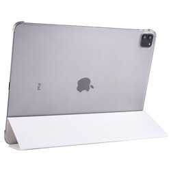 Apple iPad Pro 12.9 2022 M2 Zore Smart Cover Standlı 1-1 Kılıf Beyaz