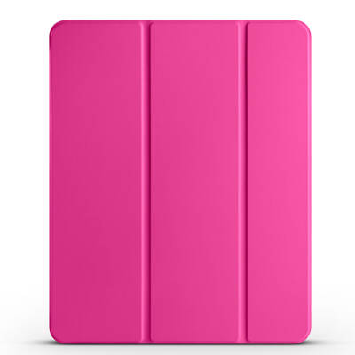 Apple iPad Pro 13 2024 Zore Smart Cover Kalem Bölmeli Standlı 1-1 Kılıf Pembe Koyu