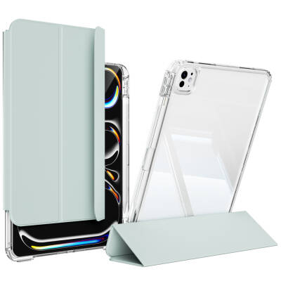 Apple iPad Pro 13 2025 M5 Case Magnetic Detachable Airbag Zore Sliding Tablet Case Açık Yeşil