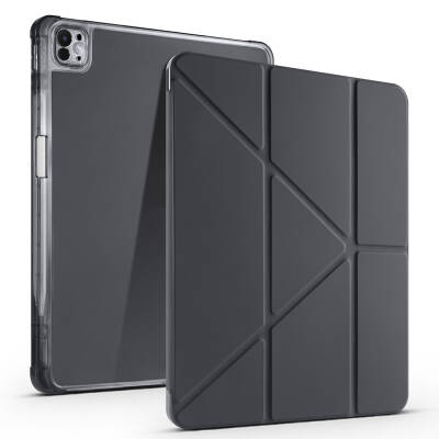Apple iPad Pro 13 2025 M5 Kılıf Zore Tri Folding Kalem Bölmeli Standlı Kılıf Siyah