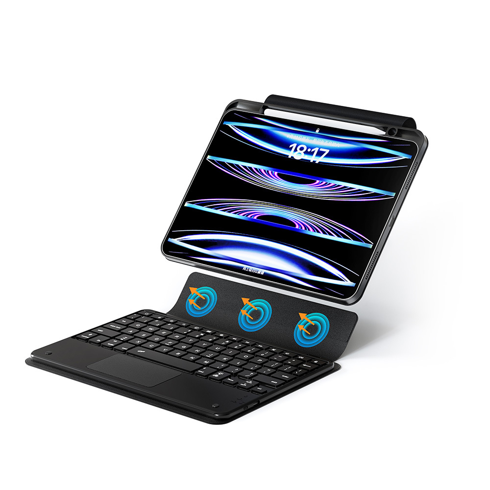 Apple iPad Pro 13 2025 M5 Zore Border Keyboard Bluetooh Bağlantılı Standlı Klavyeli Tablet Kılıfı - 3