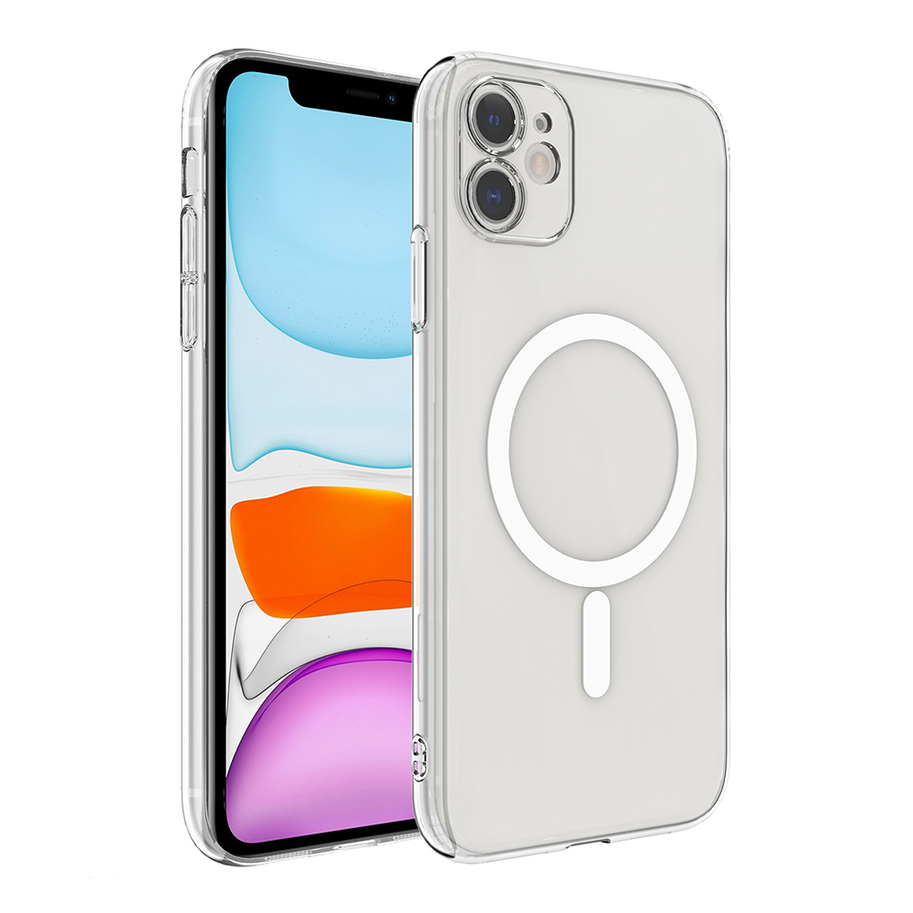 Apple iPhone 11 Camera Protected M-Safe Charging Transparent Zore London Hard PC Case - 1