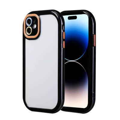 Apple iPhone 11 Case Camera Protected Colorful Edge Frame Design Zore Vitamin Cover Black