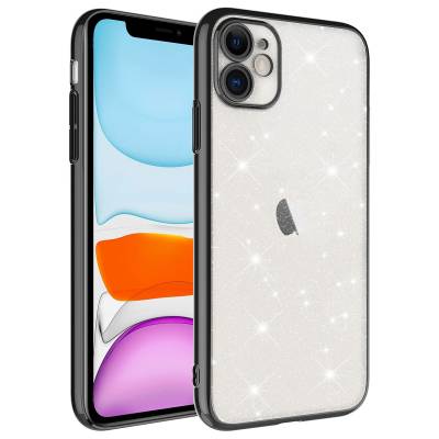 Apple iPhone 11 Case Camera Protected Colorful Framed Glittery Zore Garage Cover Black