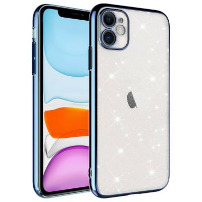 Apple iPhone 11 Case Camera Protected Colorful Framed Glittery Zore Garage Cover Blue