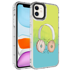 Apple iPhone 11 Case Camera Protected Colorful Patterned Hard Silicone Zore Korn Cover NO14