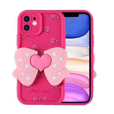 Apple iPhone 11 Case Camera Protected Figure Designed Zore Cover Dark Pink