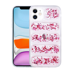 Apple iPhone 11 Case Camera Protected Glittery Airbag Zore Dalga Cover Dark Pink